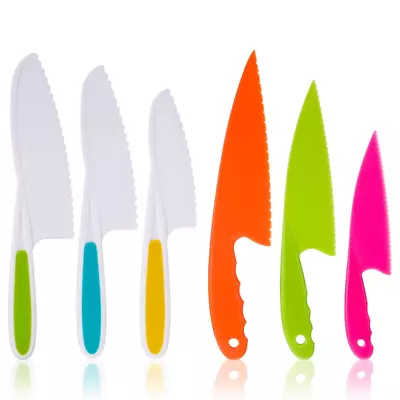 AKlamater 6 Pcs Kitchen Safety Knives For Kids Children's Green Blue Yellow • £9.45