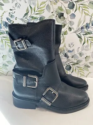 Vince Camuto Leather Suede Mid Shaft Boots Alicenta Black NEW - Size 5M • $59.99