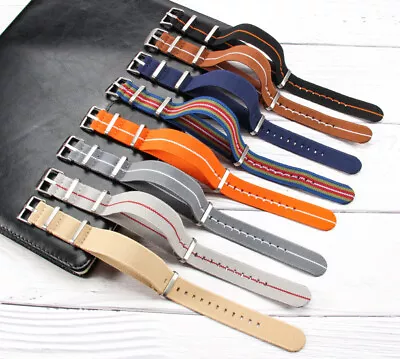 High Quality Nylon Canvas Watch Band Strap Military Style Single Pass 18/20/22mm • £11.88