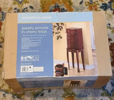 NEW IN BOX Essential Home Jewelry Armoire In Cherry Finish. Box EH 860 • $58.65