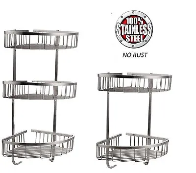 Stainless Steel Shower Caddy 100% Rust Free Bathroom Shelf Corner Organizer Rack • £21.75