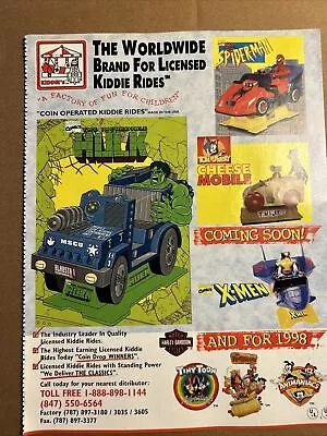 $8.49 • Buy Original 1996 11-8” Hulk Spider-Man X-Men Kiddie Ride Arcade Game FLYER AD