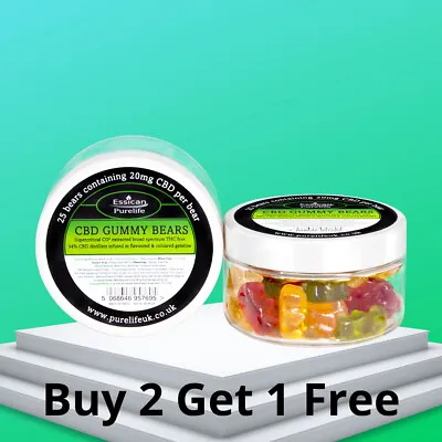 £13.95 • Buy CBD Gummy Bears Broad Spectrum THC Free Oil 10mg-20mg X25pcs 250mg-500mg Edibles