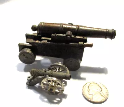 2 Vintage Miniature Metal Moving Parts Cannons Redondo Bombardero Spain • $9.99