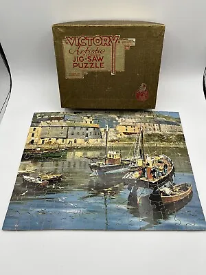 Antique Victory Jigsaw Puzzle Artistic Wood England 200pc Harbour Scene • $99.99