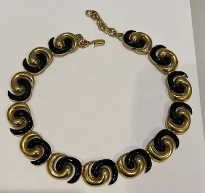 Monet Vintage Enamel & Gold Swirl Necklace • $45