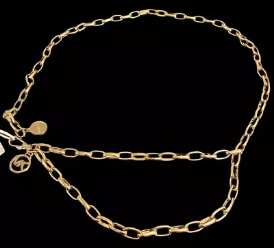 MICHAEL KORS Women’s Metal Chain MK Logo Charm GOLD Tone Layer Belt Size S/M • $35.75