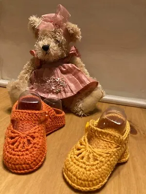 £5.70 • Buy Handmade Crochet Knitted  Newborn Baby Girls Booties  Mary Jane Shoes 3 Sizes