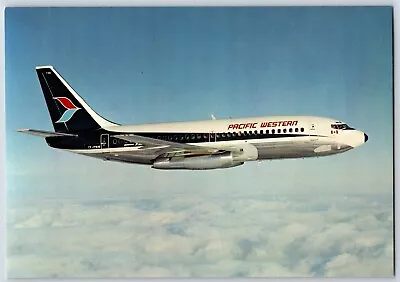 Airplane Postcard Pacific Western Airlines Boeing 737 In Flight CF-PWW BL3 • $3.99