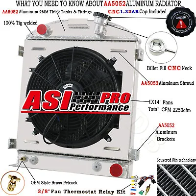 ASI 4 Row Radiator Shroud Fan For 1930-1938 Ford Model A Chopped Chevy Engine • $309