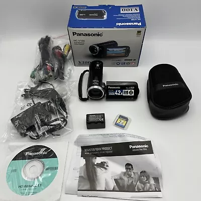 Panasonic HC-V100 Full HD Camcorder 42x Optical Zoom SDHC - Boxed - Working • £89.99