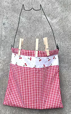 New Clothes Pin Bag With Vintage Metal Hanger And Wood Pins • $18.99