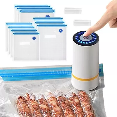 Food Sealer Vacuum Sealer USB Rechargeable Vacuum Sealer Set With 10 Reusable V • $31.25