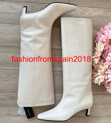 $295 • Buy MASSIMO DUTTI  NEW WOMAN Heeled Leather Boots CREAM 35-42 1020/150