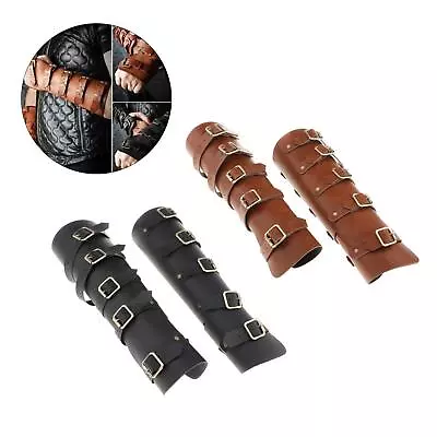 Leather Armband Archery Arm Guard Bracer Adjustable Buckle Gauntlet Cuff Arm • £20.12