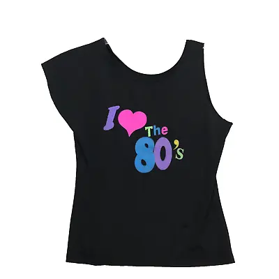 I Love The 80's Asymmetrical Slv Tee T Shirt Sz L / XL Black Flashdance Stretch • $14.98