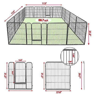 8 Panels 40''/16 Panels 24”/32  Dog Pet Playpen Dog Fence Exercise Pen Outdoor • $140.58
