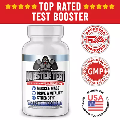 Monster Test Mens Testosterone Booster Pills Tribulus Testosterona 120CT Tablets • $17.99