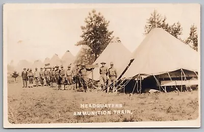 RPPC Postcard WWI Army Ammunition HDQ 7th Co. Training Camp Vermont *A4323 • $8