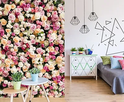 £200.39 • Buy 3D Pink Rose Flower N491 Wallpaper Wall Mural Removable Self-adhesive Sticker Ev
