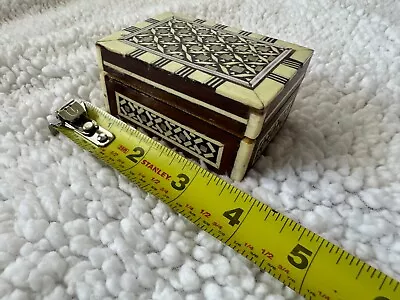 Vintage Wooden Marquetry Jewelry Box Handmade • $0.99