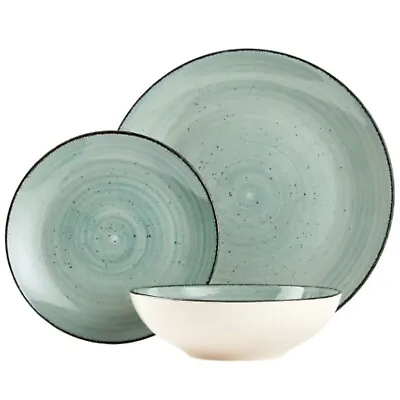 Tapas 12 Piece Stoneware Dinner Set Green 4 Dinner Plates/4 Side Plates/4 Bowls • $36.50