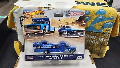 Nib 2019 1969 Ford Mustang Boss 302 Retro Rig Hw Team Transport Hot Wheels #19 • $24.99