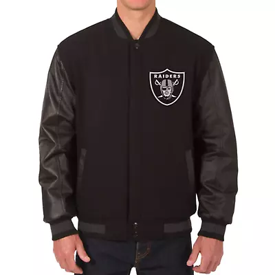 NFL Oakland Las Vegas Raiders Wool Body Leather Sleeves Letterman Varsity Jacket • $119