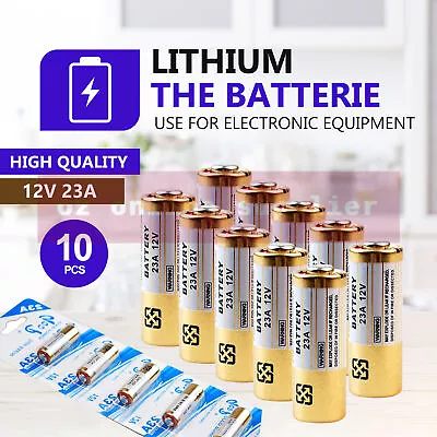 10x 23A 21/23 A23 23A 23GA 12V Alkaline Battery For Garage Car Remote Alarm • $5.65