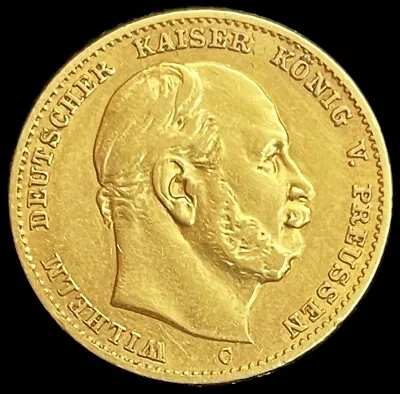 1872 C Gold Prussia German States 10 Mark Wilhelm I Coin  • $330