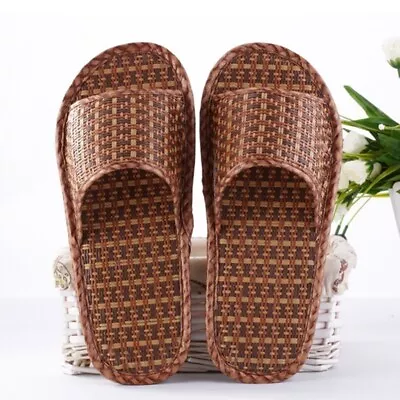 Unisex Summer Slipper Shoes Sandal Bamboo Weed Grass Non-slip Cool Couple Home • $21.75