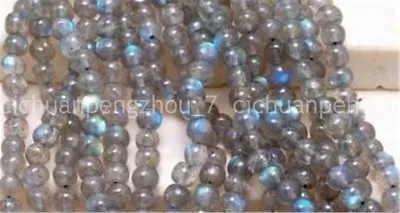 Natural 6mm Gray Labradorite Round Gemstone Loose Beads 15'' AAA • $4.09