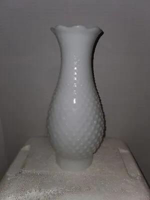 Milk Glass Hobnail Hurricane Lamp Chimney Shade 10  Vintage • $24.99