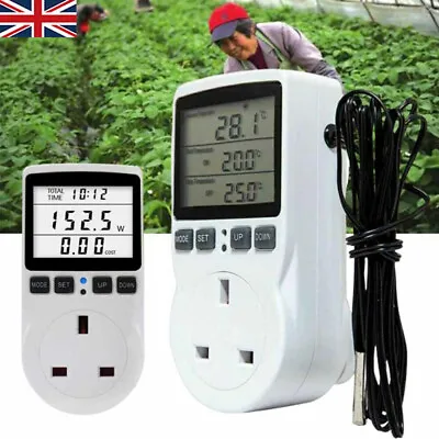 £14.99 • Buy Digital Plug Thermostat Electric Temperature Controller Socket Switch Greenhouse