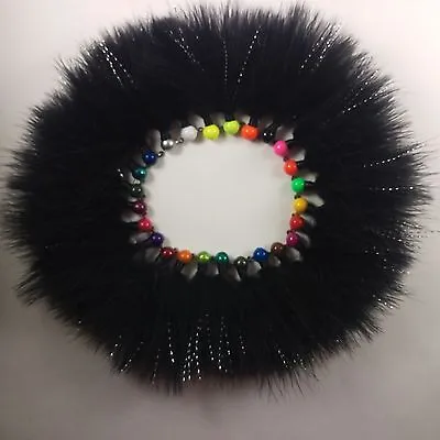 6pk Hand Tied Jig - All Black Marabou Feather - You Pick Head Color • $13.40