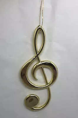 Music Note Christmas Ornament 4.5” Plastic Gold Tone Choral Teacher Singer Gift • $7.99