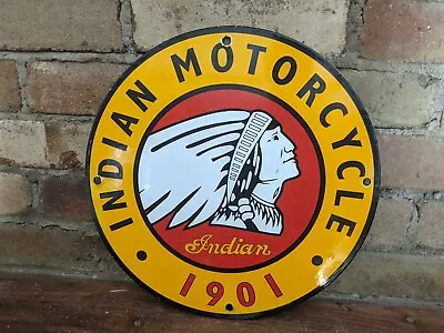 Vintage Indian Motorcycle Porcelain Dealership Sign 12  • $125