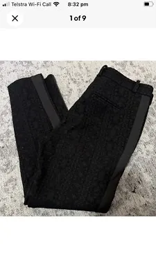 $25 • Buy Scanlan Theodore - 10 - Womens Pants Black Floral Lace Overlay Capri
