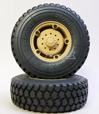 HG 1/10 MILITARY Truck WHEELS Heavy Duty W/ Tires (4pcs) -DESERT- • $39.99