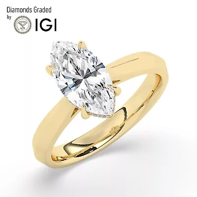 IGI 2.50CTSolitaire Lab-Grown Marquise Diamond Engagement Ring18K Yellow Gold • $2450