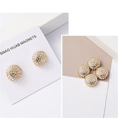 2pcs Strong Magnet Round Rhinestone Scarf Hijab Pins Clip Brooch Women Accessory • $5.08