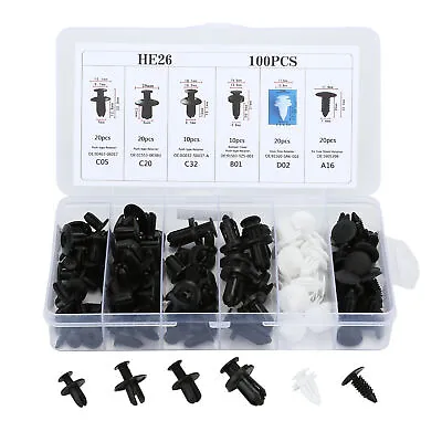 100Pack Universal Rivet Push Clips Retainer Fender Liner Fastener For Car Parts • $18.39