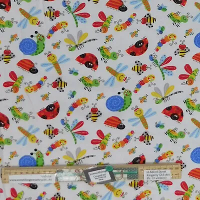 Patchwork Sewing Fabric Flannelette Bugs Allover 50x55cm FQ • $8