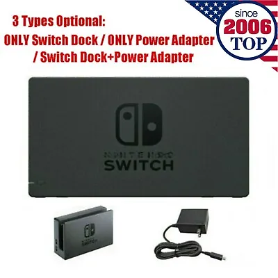 Nintendo Switch Charging Dock Station AC Power Adapter Cable Cord Black Set TV • $12.95