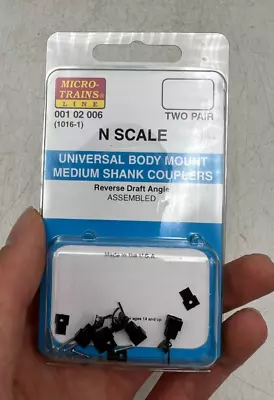 Micro-Trains N Scale 2 Pair 00102006 Universal Body Mount Medium Shank Couplers • $13.34