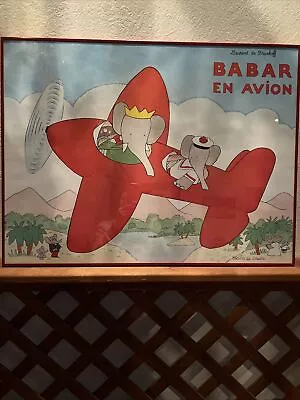 Babar En Avion Laurent De Brunhoff Editions Du Desastre Limited Edition Poster. • $250