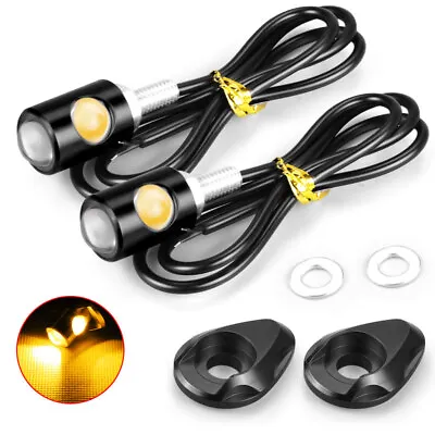 2X Mini LED Motorcycle Turn Signals Blinker Indicator Light Amber Universal Lamp • $10.98