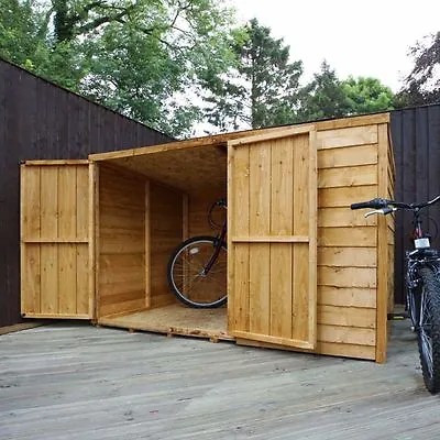 6x4 WOODEN GARDEN BIKE STORE DOUBLE DOOR PENT ROOF FELT WOOD GARDEN SHED STORAGE • £304.43