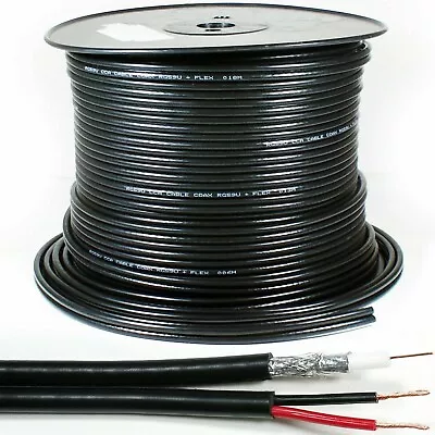 £24.99 • Buy 100m Shotgun RG59 Coaxial Cable CCTV Lead Security Camera - Power & Video UK