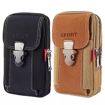 Men Cell Phone Belt Pack Bag Waist Holster Pouch Case​ Leather Wallet Cover • £8.55